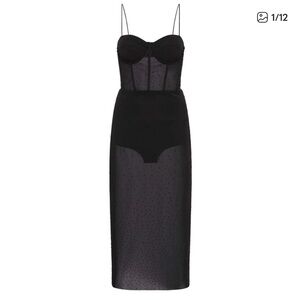 Rebecca Vallance Black Sheer Midi Dress